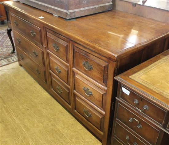 Oak three drawer television cabinet